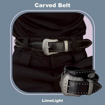 ☆LimeLight☆ 雕花 復古 鉚釘 洞洞皮帶 皮革材質 皮帶女 皮帶男生 腰帶 皮帶 Y2K皮帶 BEL-034