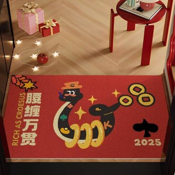 蛇年新款喜慶絲圈入戶門地墊防塵進門門口玄關入門防滑腳墊地毯