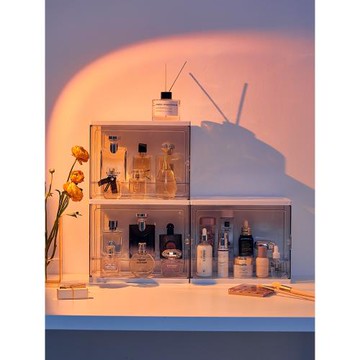 桌面香水置物架子亞克力臥室梳妝臺收納盒網紅大容量多功能防塵盒