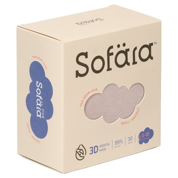 Sofara 舒芙氧 嬰兒3D清新宣言立體醫用口罩 8.5 x 7 x 5.5cm 0~18個月  裸膚金  30片  1盒