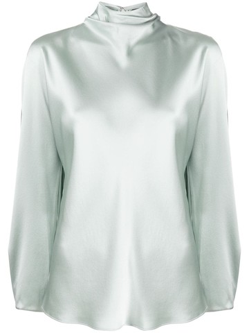 Vince - ruched silk satin blouse - women - Silk - L - Green
