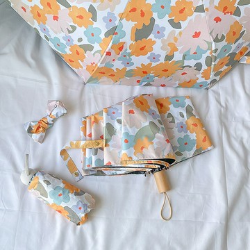 雨傘 折疊傘 防曬傘 ins日系防雨傘花朵防曬學生紫外線跨境太陽傘三折折疊黑膠女晴雨