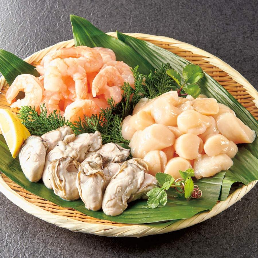 魚 海産物 海産 生鮮品 ほたて 牡蠣 えび 冷凍えび・ほたて・牡蠣の３種セット FD7432