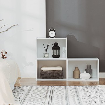 樂嫚妮 E1可堆疊一格櫃-3入組-組合式收納櫃/空櫃/書櫃-(4色)經典白色