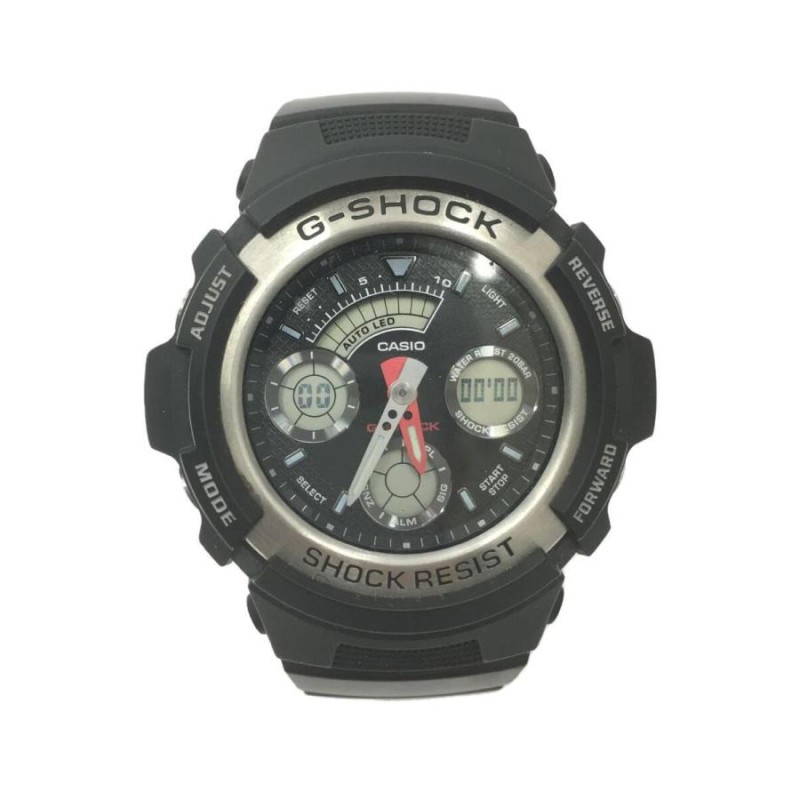 CASIO◇G-SHOCK/クォーツ腕時計/デジアナ/ラバー/WHT/BLK/AW-590