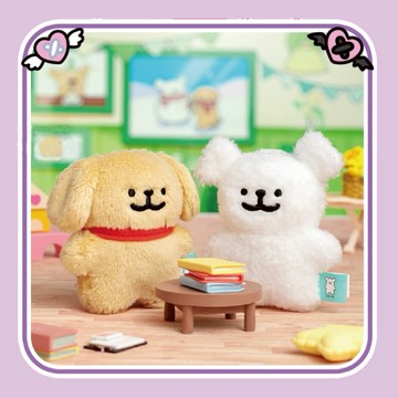 【線條小狗】迷你系列 絨毛吊飾-小金/小白【墊腳石】鑰匙圈 娃娃玩偶