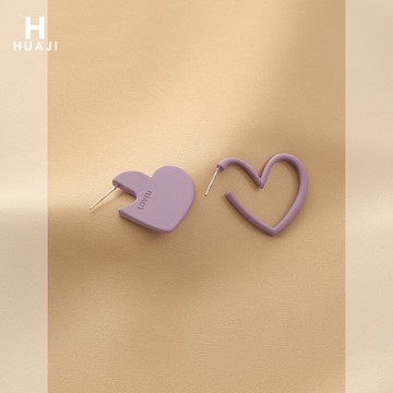 花跡愛心耳環女夏季新款潮甜美可愛少女心香芋冰淇淋色耳釘女