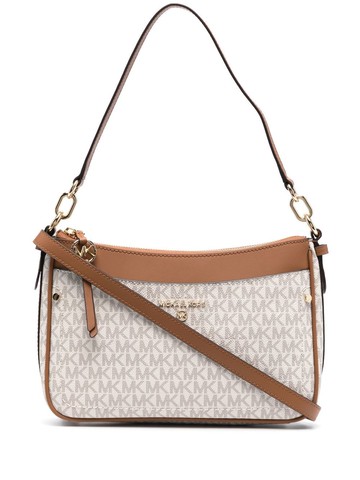 Michael Kors - logo-monogram shoulder bag - women - Calf Leather - One Size - Neutrals