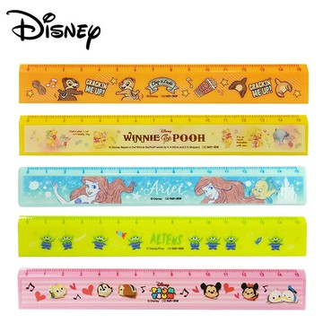 【日本正版】迪士尼 雙面刻度直尺 15cm 直尺 塑膠尺 奇奇蒂蒂 小熊維尼 三眼怪 小美人魚