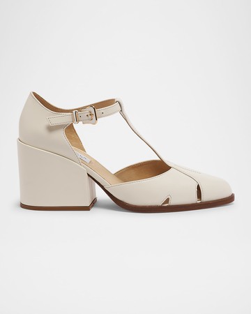 Evita Leather T-Strap Pumps