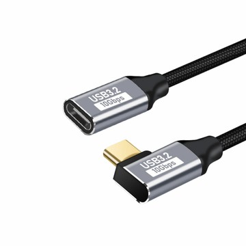 MoZuo USB3.2 100W Type-C公轉C母 PD快充編織延長線 彎頭 2M
