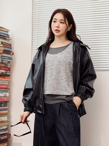 雲朵自訂款-真兩件配色圓領背心上衣