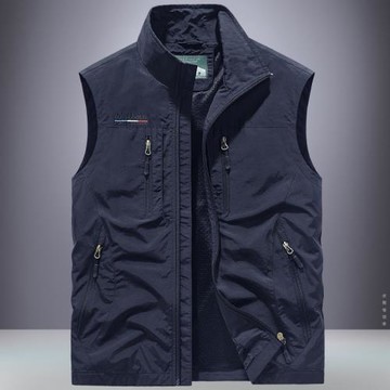 戶外春夏季寬松無袖坎肩背心透氣馬甲男運動休閑馬夾薄款工裝外套