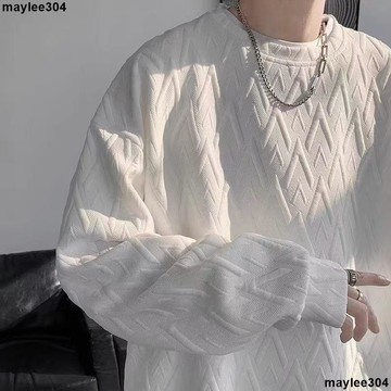 大促銷一 男長袖 打底衫 內搭上衣 新款白色大碼重磅圓領衛衣男女秋冬季潮牌寬鬆長袖休閒打底衫ins