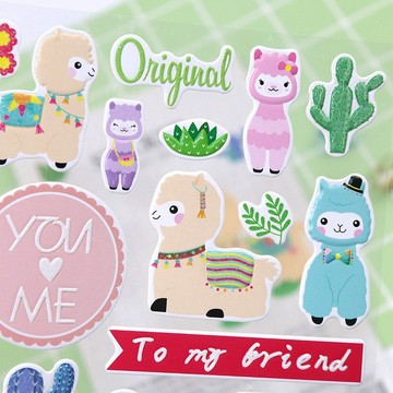 《現貨』小清新手帳貼紙WA6 ♥ 獨角獸/羊駝造型 閃粉設計 ♥ DIY素材 日記相冊裝飾 可愛手帳貼紙