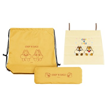 Disney 迪士尼 奇奇蒂蒂 開心果折疊坐墊收納袋組  摺疊坐墊展開 38 x 37cm + 收納袋展開 45 x 16 x 41cm  收納 45 x 16cm  淡黃色