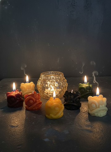 迷你醒獅酥油燭 16g 6入 (附燭杯) 酥油蠟燭 裸蠟 燭台