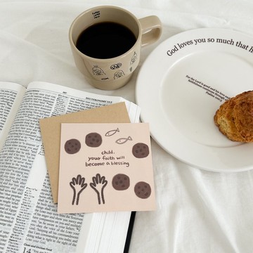 JIN CHA GOD-方形卡片+信封 五餅二魚手繪款/文創/基督/卡片/受洗