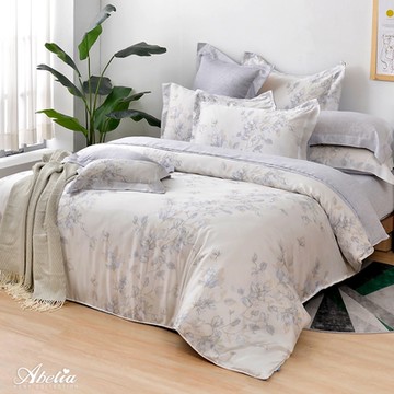 【Great Living格蕾寢飾】英國Abelia 春日白雪 加大天絲木漿四件式兩用被床包組