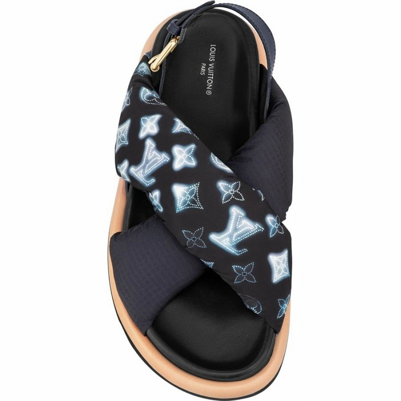ルイヴィトン LOUIS VUITTON サンダル ネイビー モノグラム リサイクル 