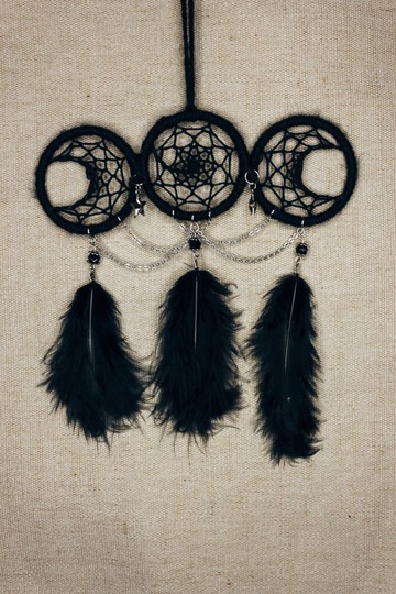 純手工捕夢網 Handmade Dreamcatcher－【迷你三月相女神－黑】