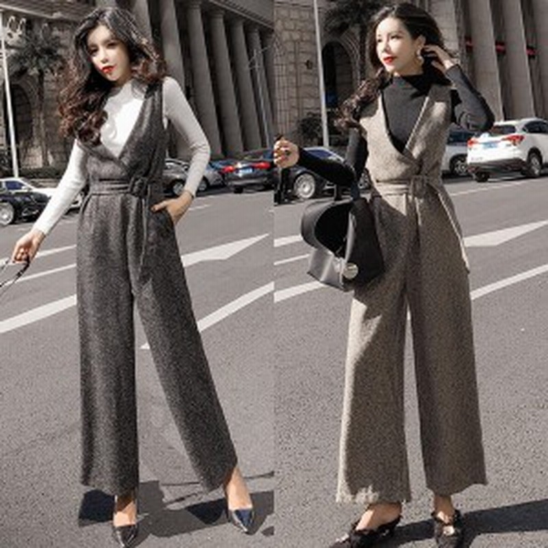 オールインワン サロペット パンツ レディース 冬服 韓国 ファッション レディース ハイネック トップス セットアップ ウエストベルト 通販 Lineポイント最大1 0 Get Lineショッピング