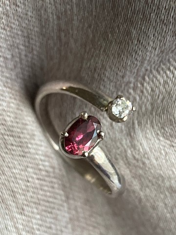 天然 深粉 碧璽 戒指 尼泊爾 手工製 925純銀