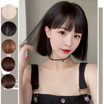 [台灣出貨附發票] 假髮 一刀切仿真瀏海假髮 女生整頂假髮  鮑勃頭 假发 地雷系假髮 短髮 黑色假髮wig 七街皇后