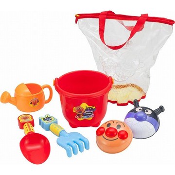 真愛日本 麵包超人 ANPANMAN 兒童 挖砂 砂堆 桶裝 玩具 七件組 堆沙堡 鏟子 水桶 沙灘玩具