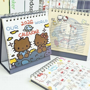 2026桌曆  2026kt貓大號檯曆ins高顏值可愛凱蒂貓日曆手賬計劃學生桌面擺件