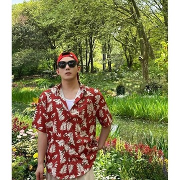 【老林】泰國海島旅行古巴領花襯衫男短袖夏季海邊度假男裝東南亞風格衣服 辰③O