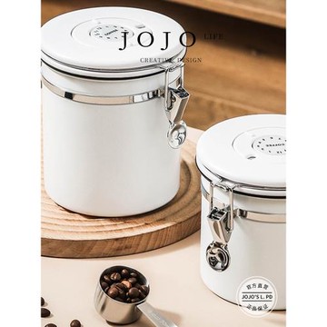 JOJO'S L. PD.cold.304不銹鋼排氣閥呼吸密封儲物罐帶勺子 | 柄冷