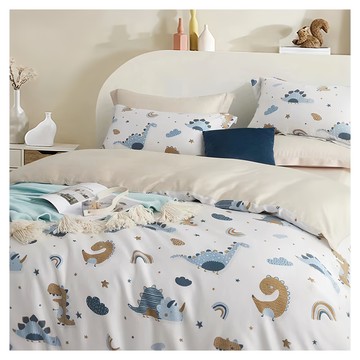 RUCO-BAC MED 加大TENCEL 40支  床包...  床包 + 兩用被套 + 枕套 x 2  床包188 x 182cm + 兩用被套212 x 182cm + 枕套75 x 45cm 2個  夢回侏羅紀 白色 + 米色