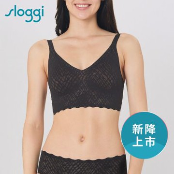 sloggi-ZERO FEEL BLISS零感蕾絲雅致系列V領背心式內衣 純粹黑