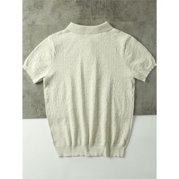 復古老錢風 ！肌理感面料 ！慵懶風高端春夏男士翻領短袖POLO衫