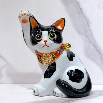 【富貴守護】日本九谷燒招財貓 | 黑布 5.5號