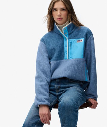 Superdry Women's Colour Block Fleece Pullover Light Blue Size: 10
