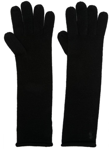 Polo Ralph Lauren - logo-embroidered knitted elbow gloves - women - Cashmere/Wool - One Size - Black