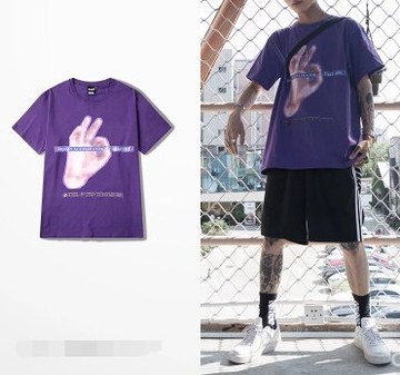 FINDSENSE H1夏季 新款 嘻哈 復古字母塗鴉印花  時尚 情侶 寬鬆 純棉短袖 T恤 潮男女 上衣