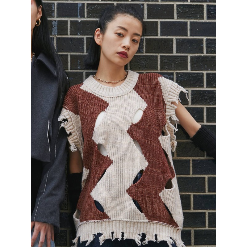 公式】EMODA(エモダ)【VEQUM】WAVE CUT OUT KNIT VEST | LINEショッピング