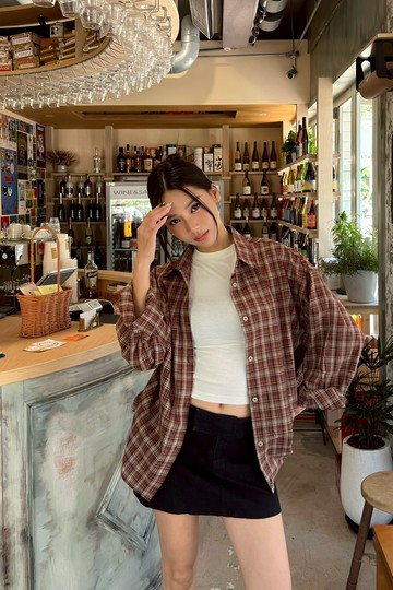 雙色秋意濃美拉德格紋襯衫