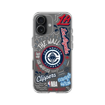iPhone 17 Clear Case（相機按鈕） 透明 - NBA - 塗鴉系列-洛杉磯快艇 Los Angeles Clippers - Graffiti