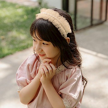 OB嚴選-珍珠金蔥網紗花童髮箍