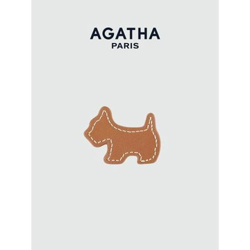 AGATHA/璦嘉莎元氣小狗發夾法式輕奢皮革設計感日常通勤氣質