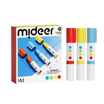 Mideer雙頭可洗式彩色筆/ 圓頭&印章/ 6色 eslite誠品