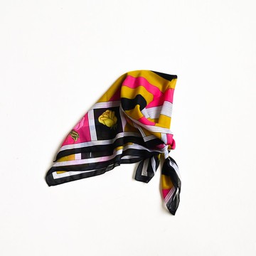 【蛋植物古著】色塊圖鑑印花古著絲巾