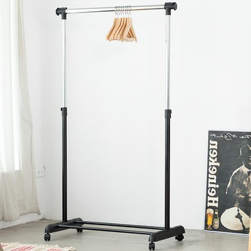 AMOS 日系簡約單桿伸縮吊衣架 黑色  W85~134 x D44 x H95~170cm