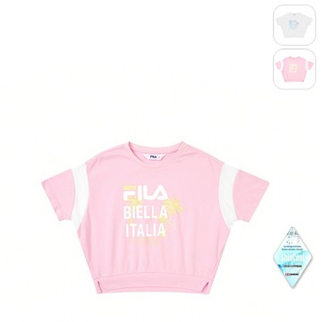 【FILA】KIDS 女童款 涼感圓領短袖上衣-粉色 5TEY-4326-PK
