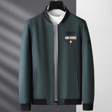 大碼棒球領男士商務休閑外套春秋季長袖刺繡夾克寬松肥佬胖人上衣