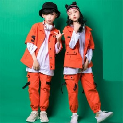 オレンジ キッズ ダンス衣装 ヒップホップ セットアップ Hiphop 男の子 女の子 ジャズダンス シャツ ダンストップス ダンスパンツ 練習着 通販 Lineポイント最大get Lineショッピング